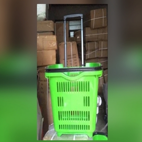 Green Drum Trolley Plastic Shopping Trolley