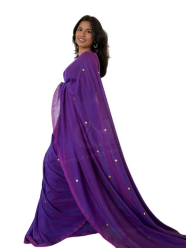 Handloom Pure Cotton Gini Work Sequence Saree With Running Blouse