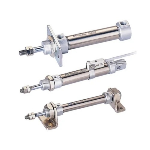 Miniature Cylinders - Steel, Standard Size, Silver | Pneumatic Power, High Quality Rubber Seals, Low Air Consumption, Rust And Corrosion Resistant