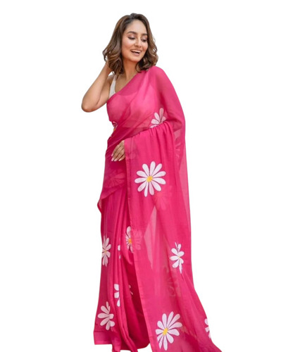 Printed Handloom Cotton Saree With Running Blouse Piece