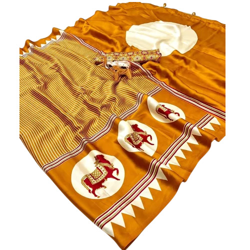 Mustard Ajrakh Saree