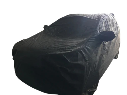 Non Woven Fabric Car Cover - Lightweight Waterproof Black, All Round Elastic, Buckle & Strap, Side Mirror Pockets