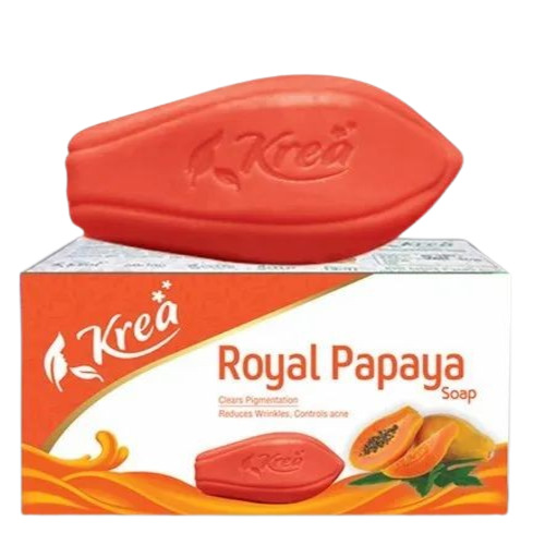 Royal Papaya Bath Soap - Herbal Solid Yellow, No Side Effects | Fruity Fragrance, Middle Foam, Normal Skin
