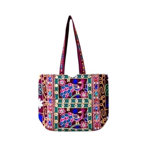 Handmade Peacock Embroidery Regular Tote Bag