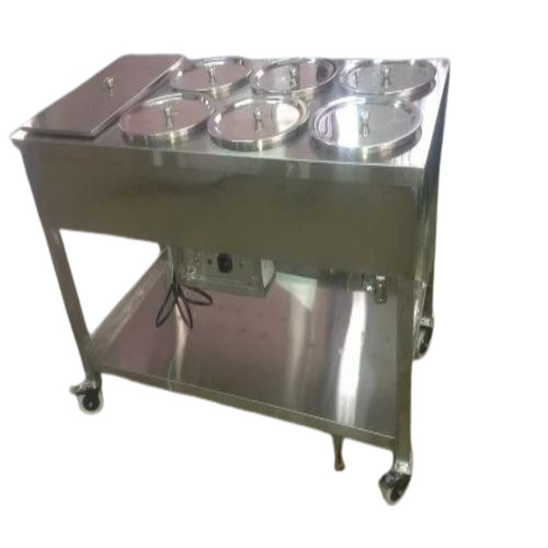 01 Bain Marie Display Counter - Stainless Steel, 6 Pans, Polished Finish | Good Quality, Custom Size, For Home and Hotel Use