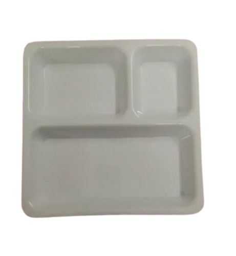 3 In1 Plastic Compartment Plastic Partition Plate - Plastic, 9x9 Inch, White | Durable, Lightweight, Polished Surface