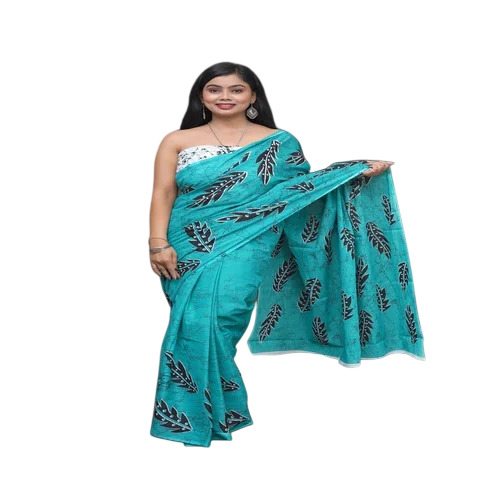 Blue Pure Cotton Printed Bandhani Crepe Saree