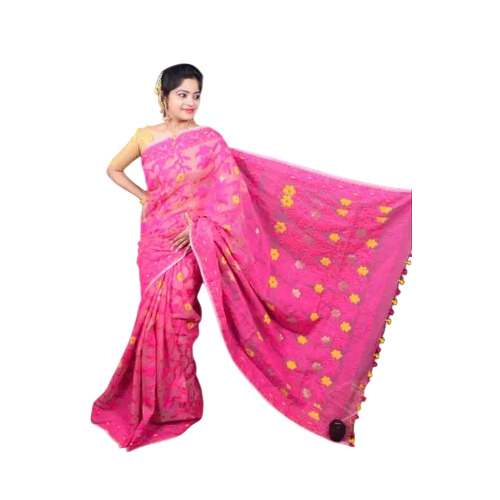 Pink Party Wear Dhakai Jamdani Saree