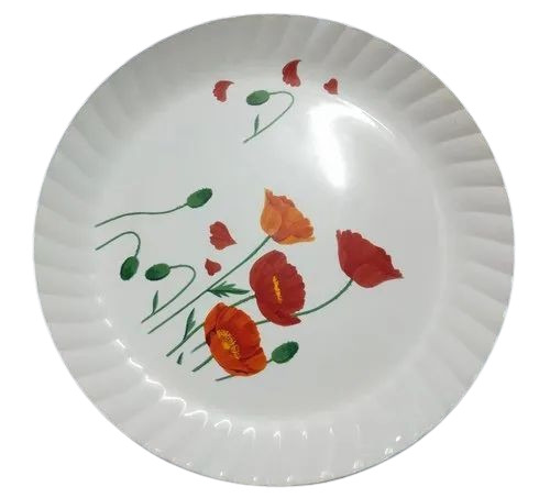 Printed Plastic Plate - Plastic 11'' White Round Polished Durable Light Weight