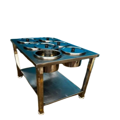 Ss Hot Food Bain Marie Counter - Stainless Steel, 4 Pans, Polished | Good Quality, Custom Size, Hotel Use