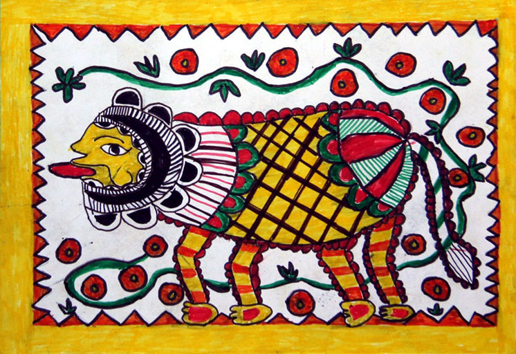 Tiger Hand Painting (Tiger-The National Animal 2016 C 332) - Color: Multicolor