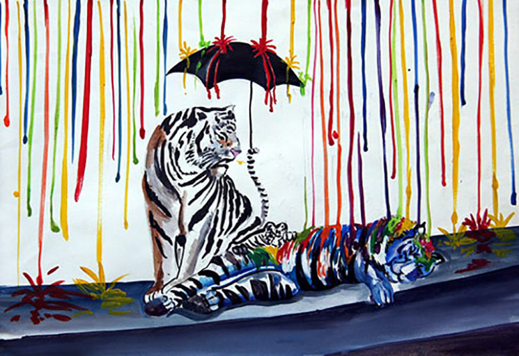 Tiger Hand Painting Tiger The National Animal 2016 D 130 - Color: Multicolor