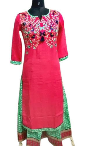 Traditional Formal Kurti - Printed, 3/4 Sleeves, Regular Fit, Lightweight | Breathable, Anti Wrinkle, Quick Dry, Comfortable Fit