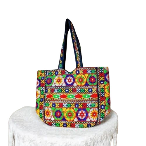 Women Handmade Embroidery Regular Shoulder Bag - Cotton Fabric, Various Sizes, Multicolor | Biodegradable, Moisture Proof, Recyclable, Shock Resistant, Security