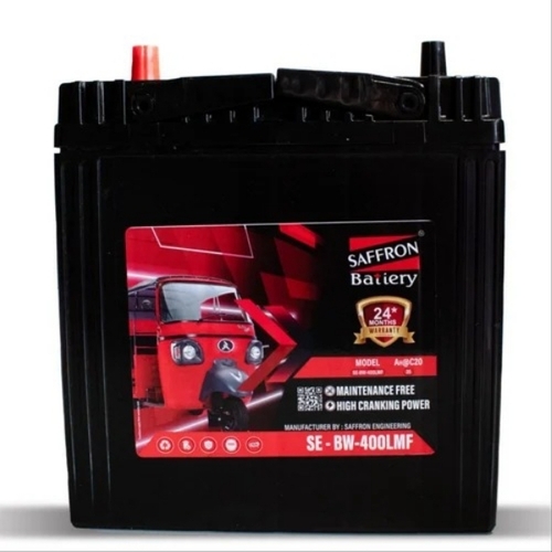 400 Mf Saffron Battery - Standard Size, Lead Acid | High Capacity, Maintenance Free, Fast Charging, Leak Proof, Corrosion Resistant