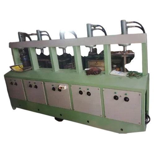5 Die Hydraulic Paper Plate Making Machine - Mild Steel Green 5 Amp Single Phase | PLC Control 250 Kg/hr Capacity 1 Year Warranty