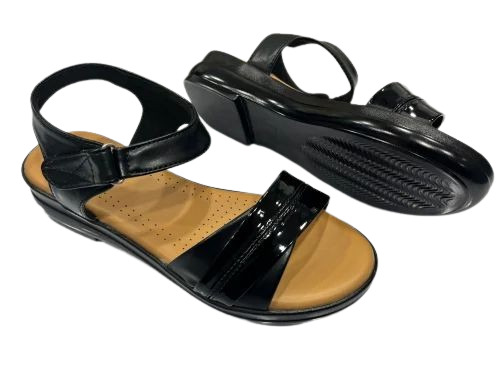 Black Pu Ladies Fancy Sandal - PU Material, Black Color, High Pencil Heel | Comfortable, Lightweight, Attractive Design