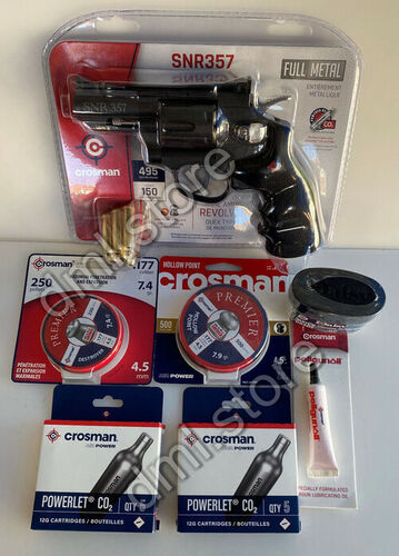 Crosman SNR357 SNR Snub Nose Revolver CO2 Powered, Dual Ammo Full Metal .177 pellet, 4.5mm BB
