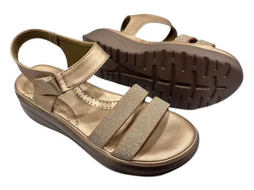 Rose Gold PU Pencil Heel Sandal - Woven Design, Lightweight Comfortable Slip-On