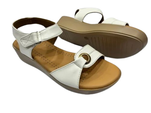 White Pu Ladies Sandal - PU Material, High Pencil Heel, White, Comfortable Lightweight Design