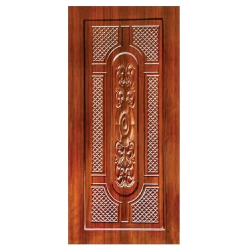 Wooden Pooja Room Door - Plywood, 30mm Thickness, Brown Black, Polished Finish, Swing Hinge, Carved Pattern