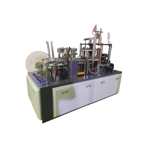 Automatic Paper Cups Manufacturing Machine - Mild Steel, 0-300 ml, Grey, PLC Control | 3.5 KW, Three Phase, 500+ Pcs/hr Capacity