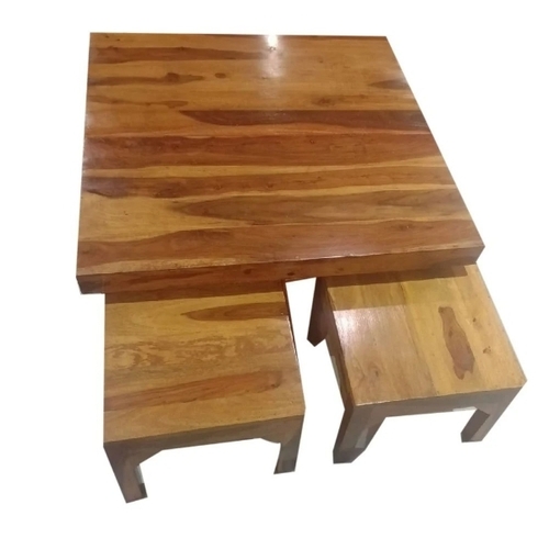Rectangular Teak Wood Center Table Set