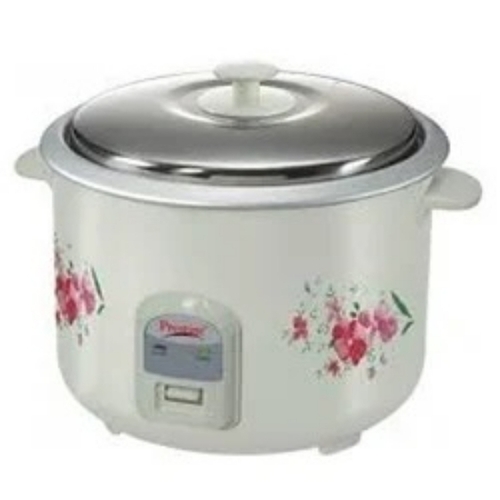 Rice Cooker - Plastic, White, Round, Automatic | Nonstick, Heat Resistant, Timer, Keep Warm, Removable Lid