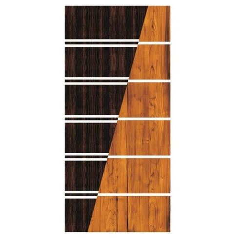 WPC Laminated Bathroom Door - Hinged Swing, Dark & Light Brown, Rectangle | Laminated Finish, Plain Printed Design