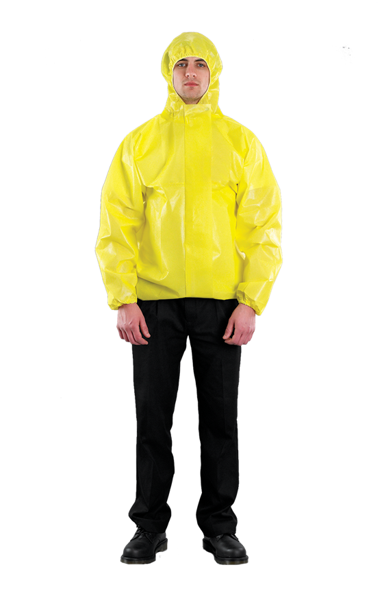 Ansell AlphaTec 3000 Jacket Ultrasonically Welded & Taped Model 223 Jacket - Multi-Layer Fabric, Large, Yellow | Double Zip Closure, Elasticated Hood, Wrists, Hem