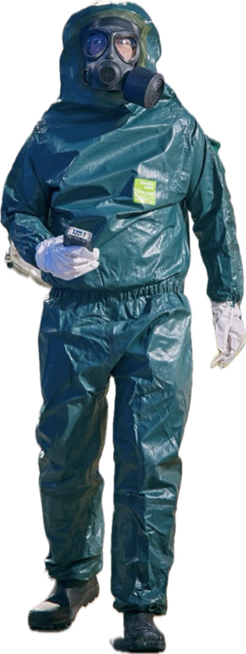 Ansell Alphatec 4000 Ultrasonically Welded & Taped Model 151 G02 Coverall - Material: Multi-Layer Non-Woven Barrier Laminate Fabric