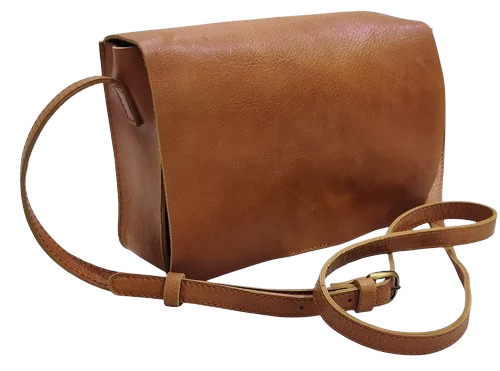 Flap Leather Shoulder Bag - Genuine Leather, 10L, Brown, Water Resistant | Textured, Single Strap, Daily Use