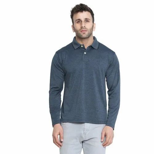 Men Plain Polo Full Sleeves T Shirt