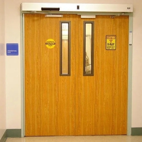 Wooden Lead Lined Door - Polished Brown Wood 40-50mm Thickness | Interior Exterior Use