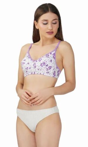 Orchid Purple Padded Women Bra - Pure Cotton Printed Various Sizes | Elegant Design Quick Dry Comfortable Fit