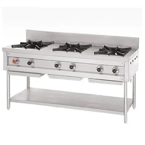 Three Burner Range - Stainless Steel, Silver, Rectangular | Durable, Corrosion Resistant, Rust Proof, Polished Finish