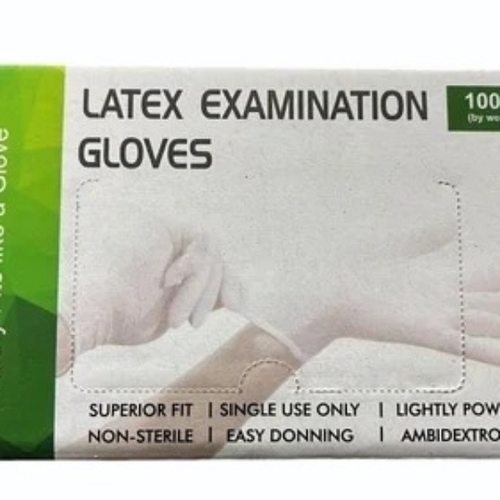 White latex examination glove