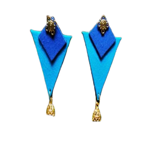 Blue Handmade Fabric Earrings