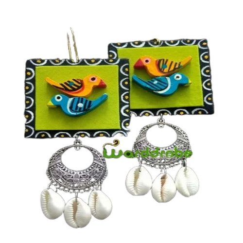 Party Handmade Fabric Earrings - Fabric, Multicolor, Polished Finish | Hoop Earrings, Pearl, Women, Party Gift