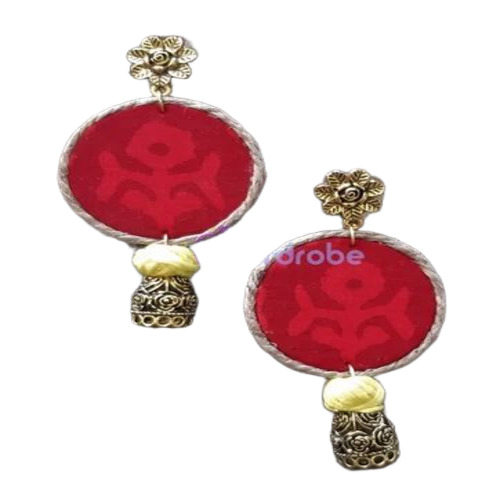 Red Handmade Fabric Earrings