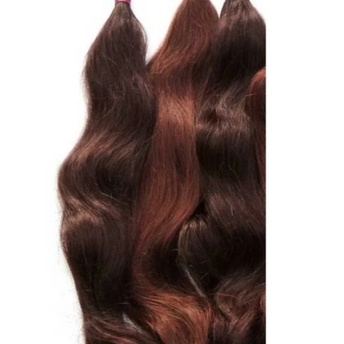 South Indian Natural Brown Bulk Hair - I Tip Keratin Free, Long Length | Natural Look, Silky Texture, Tangle Free, Shed Resistant, Heat Resistant, Reusable