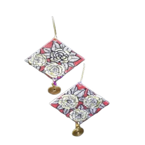 Square Handmade Fabric Earrings