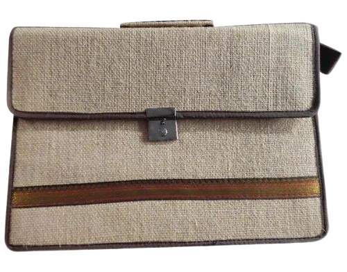 14 Inch Jute Laptop Bag - Plain Pattern, Handled Button Closure | Durable, Fine Finished, Eco-Friendly