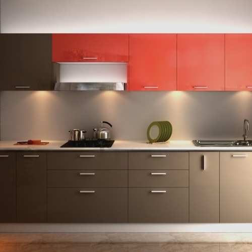 Classical Straight Wooden Modular Kitchen - Customized Wood, Plain Pattern, Durable Design | Color As Per Requirement, 1-5 Years Warranty