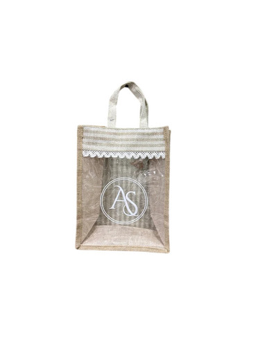 Jute Carry Bag For Gift - Creame, 10x13x6 Inch, 13 Kg GSM | Lightweight, Zipper Closure, Customized Size & Color