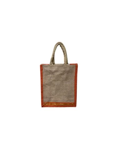 Jute Shopping Bag - 10x12x5 Inch, Golden, 10 Kg Capacity | Lightweight, Zipper Closure, Customizable