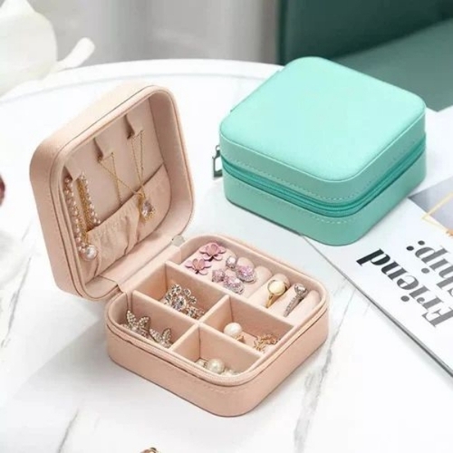 Leather Fabric Pink Mini Jewellery Box