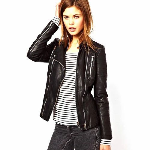 Women Doubles Zipper Black Leather Jacket - Pure Leather Full Sleeve Black | Lightweight Soft Breathable Winter Wear