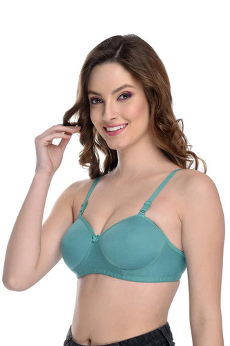 Ladies Padded Bra - Cotton Blend 28 Band Sky Blue, Seamless Flexible Fit