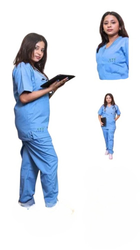 Poly Viscose Sky-Blue Scrub Suits